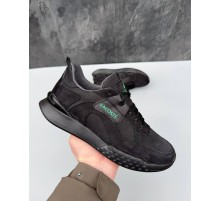 Кожаные демисезонные кроссовки Lacoste черные