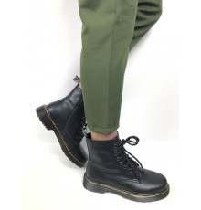 Жіночі черевики на шнурівці чорні шкіряні