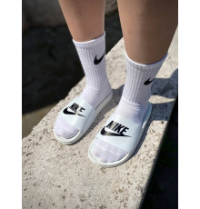 Женские шлепанцы Nike white black logo
