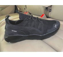 Кроссовки летние кожа-вставки сетка Puma черные