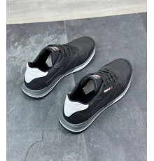 Шкіряні демісезонні кросівки Reebok колір чорний, сірий, білий