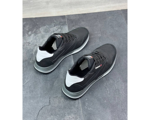 Шкіряні демісезонні кросівки Reebok колір чорний, сірий, білий