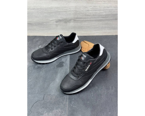 Шкіряні демісезонні кросівки Reebok колір чорний, сірий, білий