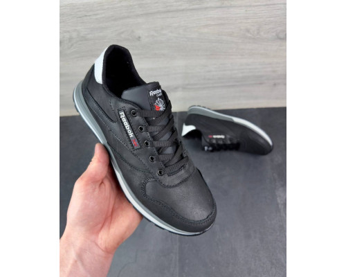 Шкіряні демісезонні кросівки Reebok колір чорний, сірий, білий