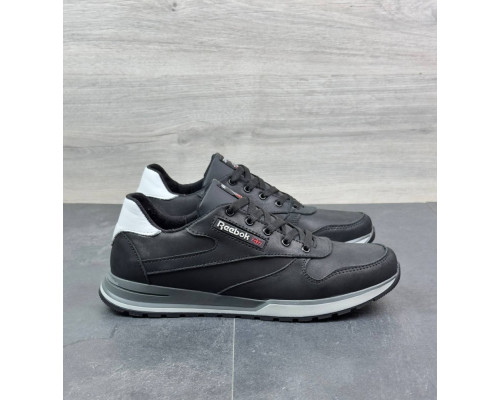 Шкіряні демісезонні кросівки Reebok колір чорний, сірий, білий