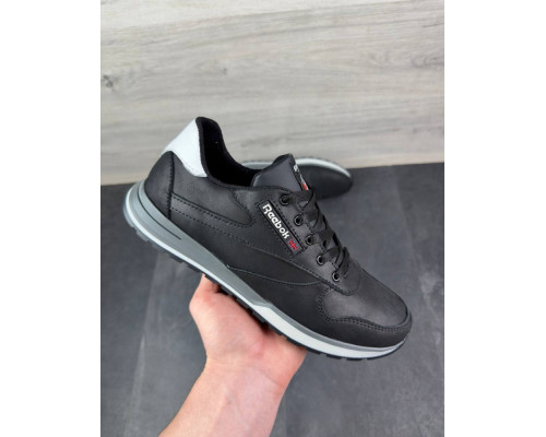 Шкіряні демісезонні кросівки Reebok колір чорний, сірий, білий