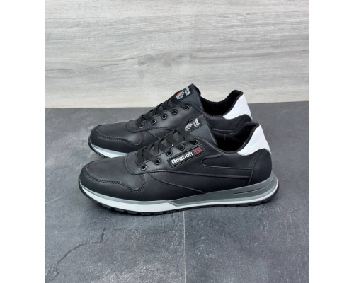 Шкіряні демісезонні кросівки Reebok колір чорний, сірий, білий