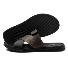 Шкіряні літні шльопанці Jordan колір чорний, коричневий