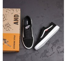 Демисезонные кожаные (замша) кеды Vans черные