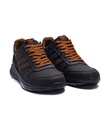 Демісезонні шкіряні кросівки Adidas колір чорний/помаранчевий