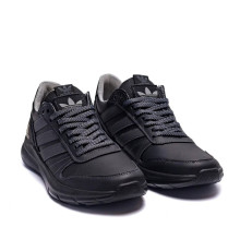 Демісезонні шкіряні кросівки Adidas колір чорний/сірий