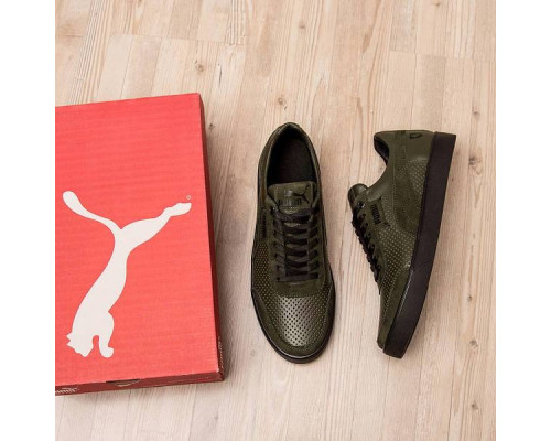 Летние кожаные кеды Puma перфорация масла