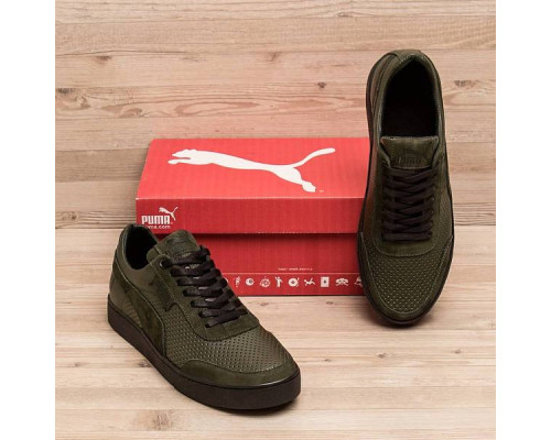 Летние кожаные кеды Puma перфорация масла