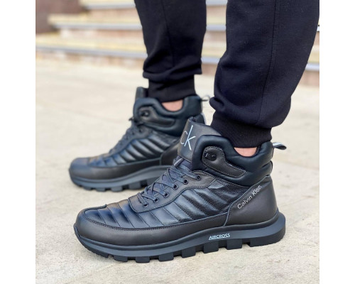 Зимние кожаные ботинки Calvin Klein черные