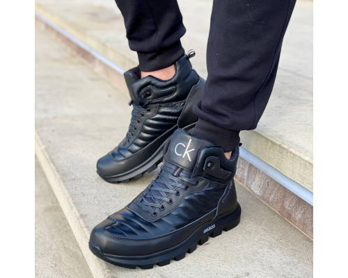 Зимние кожаные ботинки Calvin Klein черные
