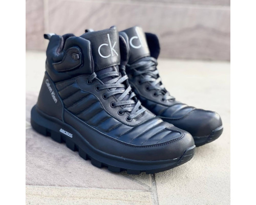 Зимние кожаные ботинки Calvin Klein черные