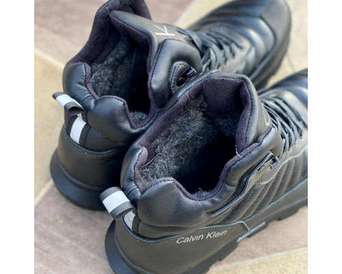 Зимние кожаные ботинки Calvin Klein черные