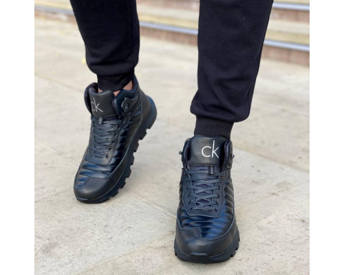 Зимние кожаные ботинки Calvin Klein черные