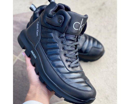 Зимние кожаные ботинки Calvin Klein черные