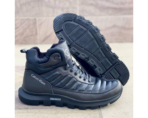 Зимние кожаные ботинки Calvin Klein черные