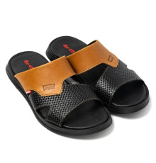 Шкіряні літні шльопанці Levis колір чорний, рижий