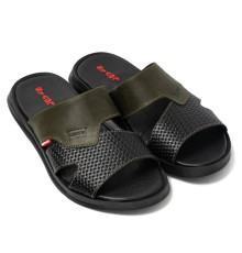 Шкіряні літні шльопанці Levis колір чорний, олива