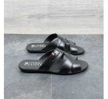 Кожаные шлепанцы цвет черный