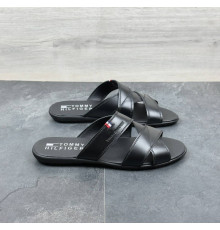 Шкіряні шльопанці  колір чорний