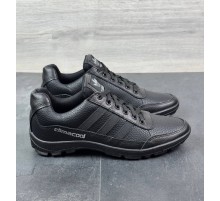 Демисезонные кожаные кроссовки Adidas черные