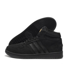 Зимние кожаные ботинки Adidas черные