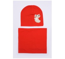 Шапка+хомут девочка красная на 4-5 лет 149984L