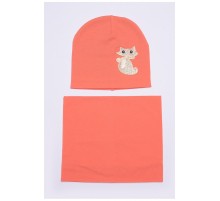 Шапка+хомут девочка коралловая на 4-5 лет 149980L