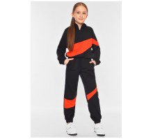 Спортивный детский костюм для девочки черно-кораллового цвета 199021L