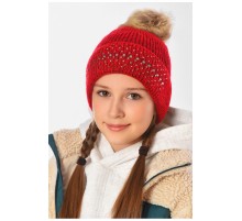 Шапка детская теплая бордового цвета для девочки на 10-14 лет 153180L