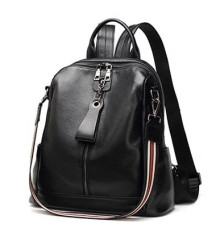 Шкіряний жіночий молодіжний рюкзак 23х30х13, сумка наплічна на кожен день, чорна