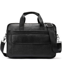 Шкіряна чоловіча сумка для ноутбука і документів чорна 39х28х8, портфель для офісного працівника, чорний