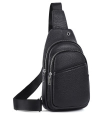 Сумка слінг чоловіча через плече 17х32х8, бананка з натуральної шкіри TIDING BAG A25F-515-1A чорна