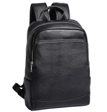 Рюкзак чоловічий шкіряний 28х40х14, міська сумка наплічна для ноутбука та документів, чорний