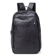 Міський чоловічий шкіряний рюкзак 28х42х18, сумка на плечі для ноутбука Tiding Bag B2-03555A, чорна