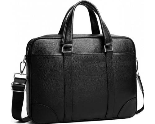 Чоловіча шкіряна класична сумка для ноутбука та документів 40x30x8, вмісткий портфель для паперів KL-63834, чорний