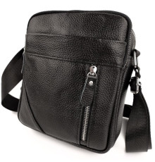 Мужская кожаная сумка через плечо 18х21х7, барсетка для документов Tiding Bag M38-10131A черная
