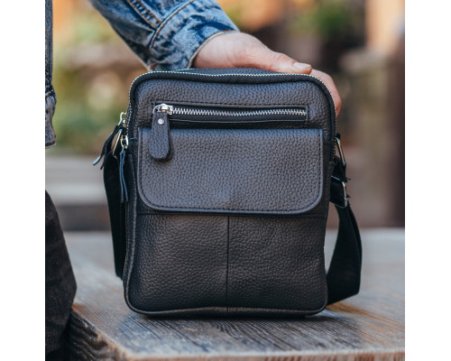 Сумка чоловіча через плече 17х21х5, барсетка для навчання, месенджер для телефону Tiding Bag IT-73302 чорна