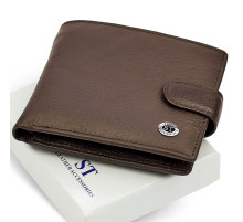 Шкіряне чоловіче портмоне на кнопці ST Leather ST104 Коричневе