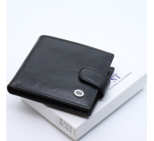Шкіряне чоловіче портмоне на кнопці ST Leather ST104 Чорний