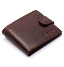 Коричневе чоловіче портмоне на кнопці з натуральної шкіри Marco Coverna B047-801