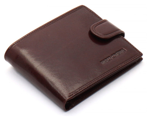 Коричневе чоловіче портмоне на кнопці з натуральної шкіри Marco Coverna B047-801