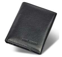 Чорний чоловічий гаманець вертикального типу з натуральної шкіри на магніті Marco Coverna MC-1286
