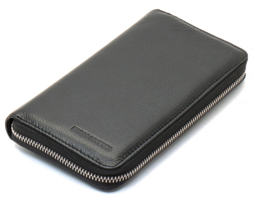 Чорний чоловічий гаманець-клатч на блискавці з натуральної шкіри Marco Coverna MC-802-1