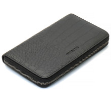 Чорний гаманець-клатч на блискавці з блоком під картки із натуральної шкіри Marco Coverna MCJP-5901A