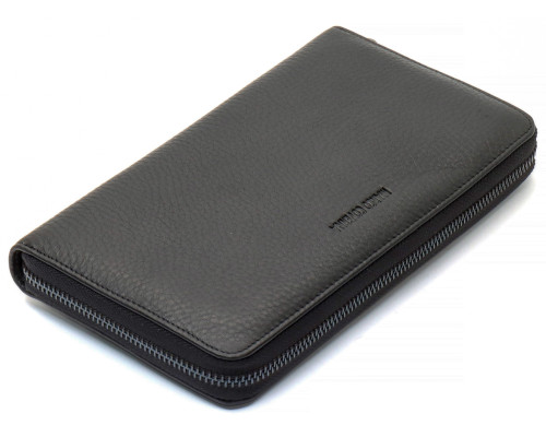 Чорний гаманець-клатч з блоком під картки під однією блискавкою з натуральної шкіри Marco Coverna МС-5901Q